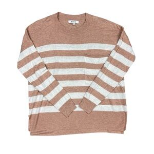 Madewell Sweater Women’s XS Lightweight Pullover Stripe Brown Cotton Linen MD929